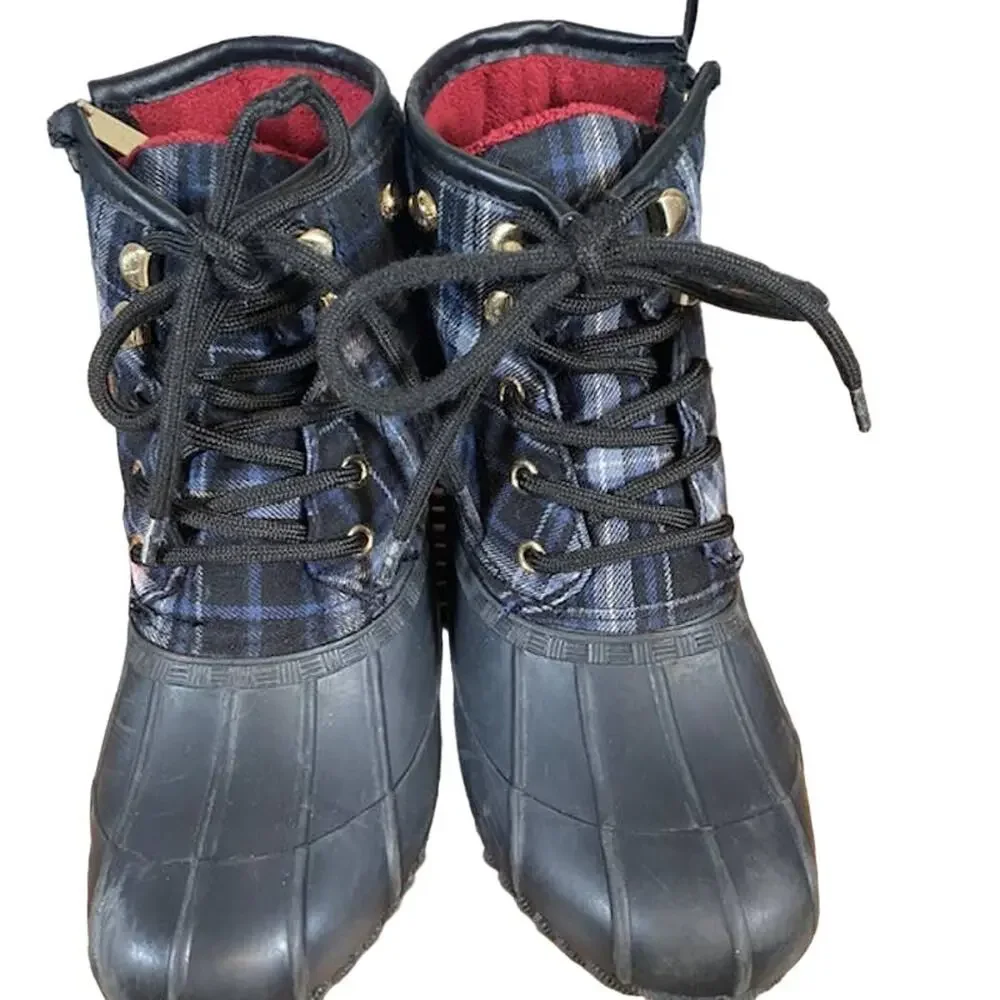 Tommy Hilfiger Women’s Black & Blue Duck TW Roan Zipper Rain Boots Size 7